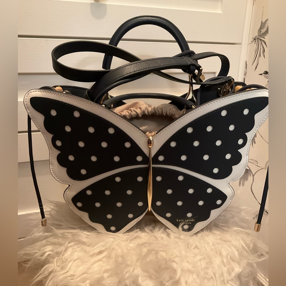 kate spade Black and White Butterfly Crossbody Bag
